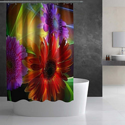 Шторка для душа Яркий цветочный арт, цвет: 3D-принт — фото 2