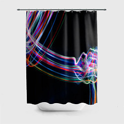 Шторка для душа Неоновые линии во тьме, цвет: 3D-принт