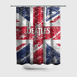 Шторка для душа The Beatles - лого на фоне флага Великобритании, цвет: 3D-принт