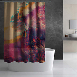 Шторка для душа Множество красок - Розовый, красный, жёлтый, цвет: 3D-принт — фото 2
