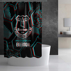 Шторка для душа Everton FC в стиле glitch на темном фоне, цвет: 3D-принт — фото 2