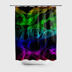 Шторка для душа Разноцветный неоновый дым, цвет: 3D-принт