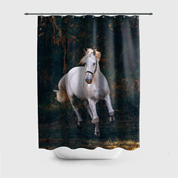 Шторка для душа Скачущая белая лошадь, цвет: 3D-принт