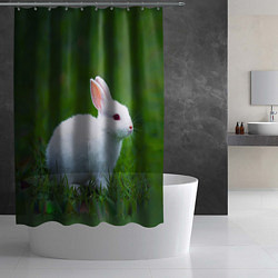 Шторка для душа Кролик на фоне травы, цвет: 3D-принт — фото 2