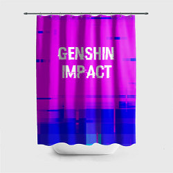 Шторка для душа Genshin Impact glitch text effect: символ сверху, цвет: 3D-принт