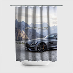Шторка для душа Mercedes AMG V8 Biturbo cabriolet - mountains, цвет: 3D-принт