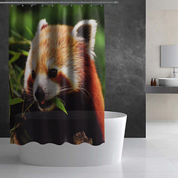 Шторка для душа Красная милая панда, цвет: 3D-принт — фото 2