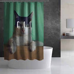Шторка для душа Мем с котом - голод, цвет: 3D-принт — фото 2