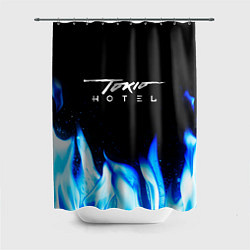 Шторка для душа Tokio Hotel blue fire, цвет: 3D-принт