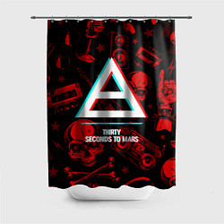 Шторка для душа Thirty Seconds to Mars rock glitch, цвет: 3D-принт