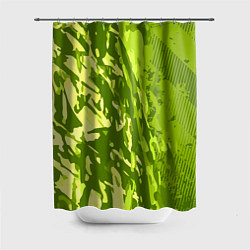 Шторка для душа Зеленый абстрактный камуфляж, цвет: 3D-принт