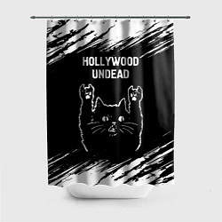 Шторка для душа Группа Hollywood Undead и рок кот, цвет: 3D-принт