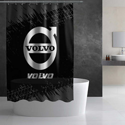Шторка для душа Volvo speed на темном фоне со следами шин, цвет: 3D-принт — фото 2