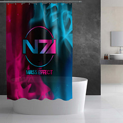 Шторка для душа Mass Effect - neon gradient, цвет: 3D-принт — фото 2