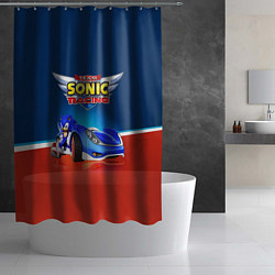Шторка для душа Team Sonic Racing - Ёжик и его точило, цвет: 3D-принт — фото 2