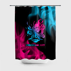Шторка для душа Cyberpunk 2077 - neon gradient, цвет: 3D-принт