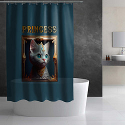 Шторка для душа Кошечка принцесса - картина в рамке, цвет: 3D-принт — фото 2