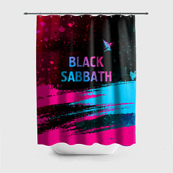 Шторка для душа Black Sabbath - neon gradient: символ сверху, цвет: 3D-принт