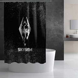 Шторка для душа Skyrim с потертостями на темном фоне, цвет: 3D-принт — фото 2