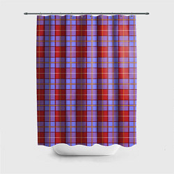 Шторка для душа Ткань Шотландка красно-синяя, цвет: 3D-принт