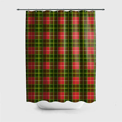 Шторка для душа Ткань Шотландка красно-зелёная, цвет: 3D-принт