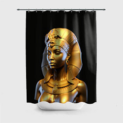 Шторка для ванной Нейросеть - золотая египетская богиня