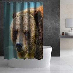 Шторка для душа Русский бурый медведь, цвет: 3D-принт — фото 2
