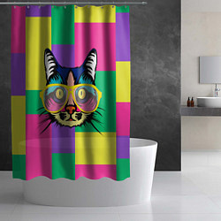 Шторка для душа Кот в стиле поп-арт, цвет: 3D-принт — фото 2
