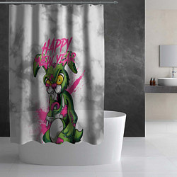 Шторка для душа Zombie rabbit Happy new year, цвет: 3D-принт — фото 2