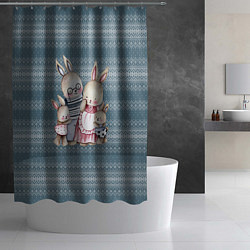 Шторка для душа Зайчики - в кругу семьи, цвет: 3D-принт — фото 2