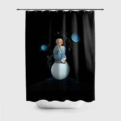 Шторка для душа Pinup женщина на Луне, цвет: 3D-принт