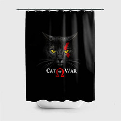 Шторка для душа Cat of war collab, цвет: 3D-принт
