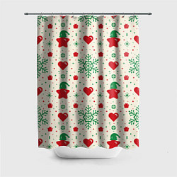 Шторка для душа Love new year, цвет: 3D-принт