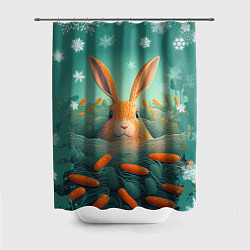 Шторка для душа Кролик в море моркови, цвет: 3D-принт