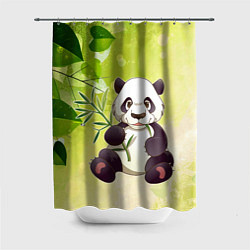 Шторка для душа Панда на фоне листьев, цвет: 3D-принт
