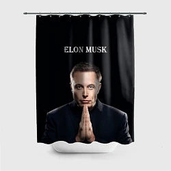 Шторка для душа Илон Маск, портрет на черном фоне, цвет: 3D-принт
