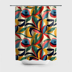 Шторка для душа Эффект вышивки, цвет: 3D-принт