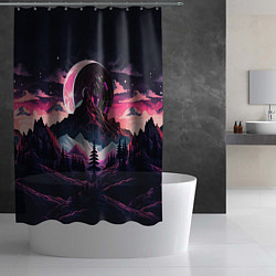 Шторка для душа Луна в горах, цвет: 3D-принт — фото 2