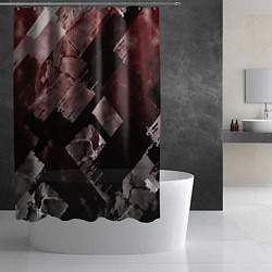 Шторка для душа Красные и чёрные полосы, цвет: 3D-принт — фото 2
