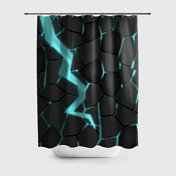 Шторка для душа Голубой неон, цвет: 3D-принт