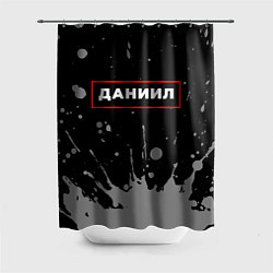 Шторка для душа Даниил - в красной рамке на темном, цвет: 3D-принт