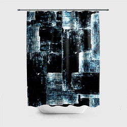 Шторка для душа Голубой, чёрный и белый абстракт, цвет: 3D-принт