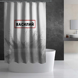 Шторка для душа Василий - в красной рамке на светлом, цвет: 3D-принт — фото 2