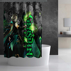 Шторка для душа Геншин импакт - Аль-Хайтам, цвет: 3D-принт — фото 2