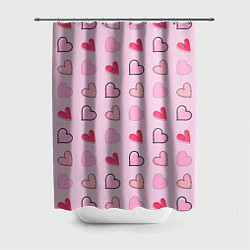 Шторка для душа Валентинки на нежно-розовом фоне, цвет: 3D-принт