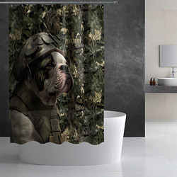 Шторка для душа Бульдог солдат, цвет: 3D-принт — фото 2
