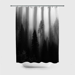 Шторка для душа Красивый лес и туман, цвет: 3D-принт