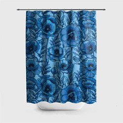 Шторка для душа Синие цветы, цвет: 3D-принт