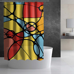 Шторка для душа Яркий абстрактный узор из цветных овалов и плавных, цвет: 3D-принт — фото 2