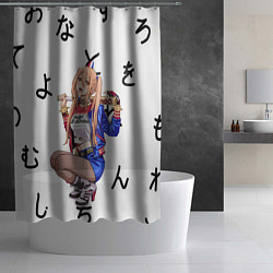 Шторка для душа Человек-бензопила Пауэр на корточках, цвет: 3D-принт — фото 2